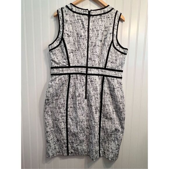 Dana Buchman Tweed Dress Women’s 16 Black White Pencil Contrast Details Classic - Picture 9 of 16